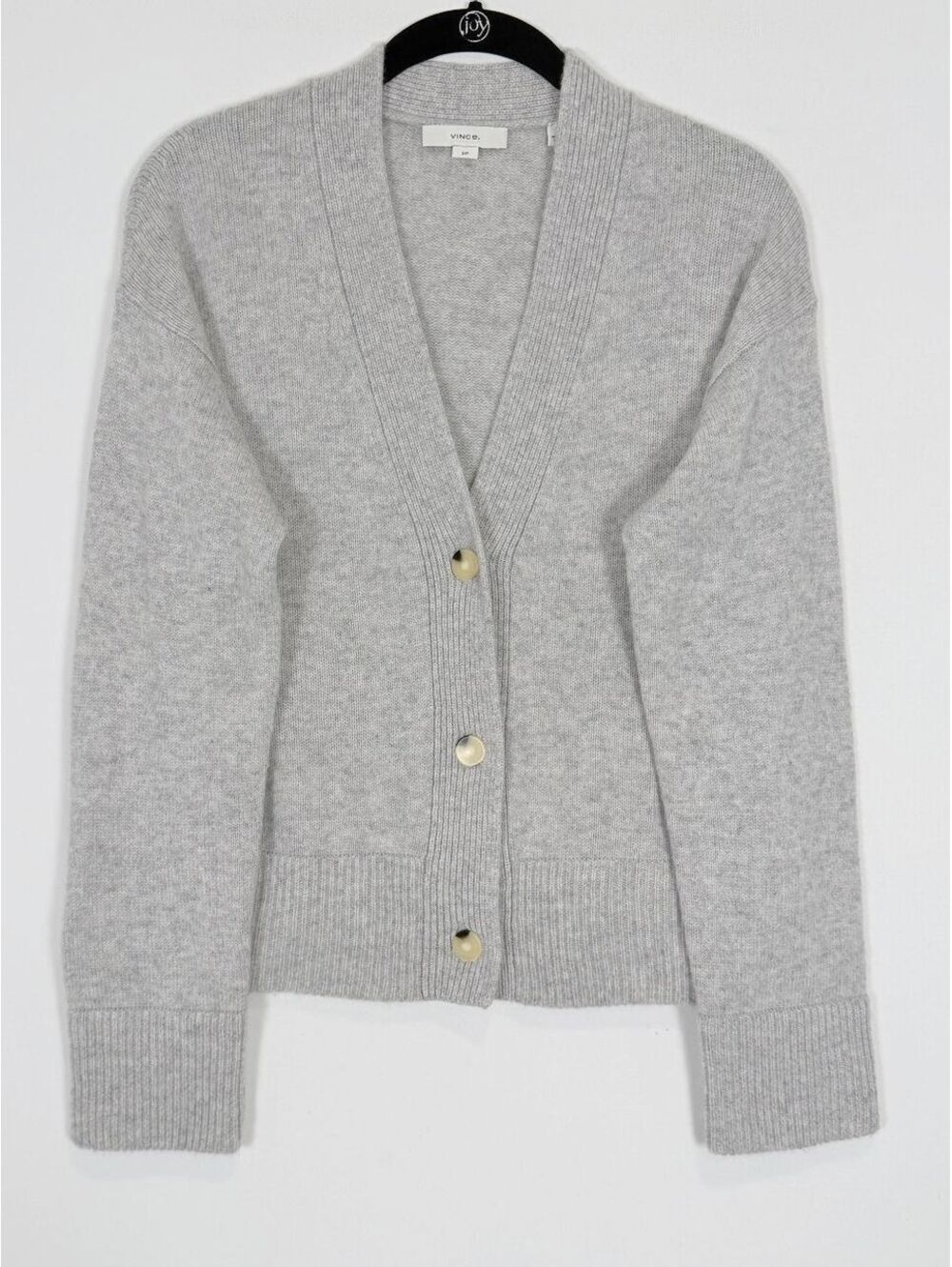 Vince Soft Grey Wool Cashmere V Neck 3 Button Cardigan Sweater Small S/P
